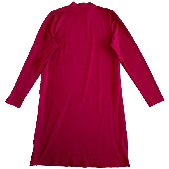 Eileen Fisher Tunic Hibiscus Red Viscose Jersey Mock Neck Caftan - Picture 2 of 16